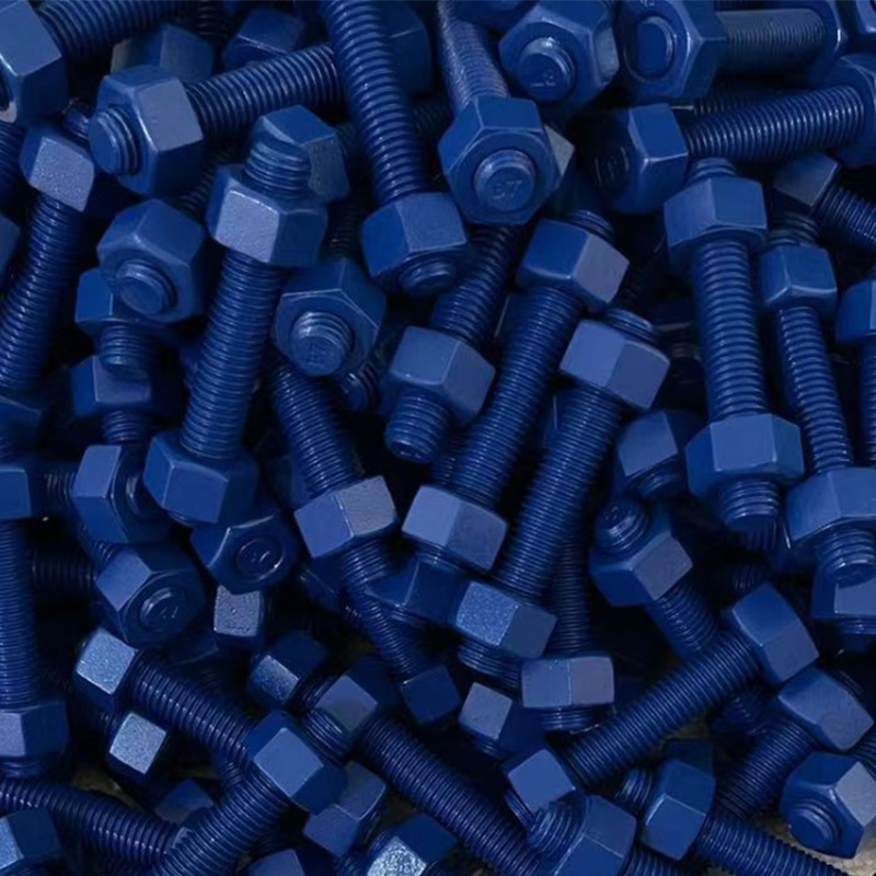 Teflon Blue Stud Bolts Kelautan Anti Korosi Khusus Penggunaan