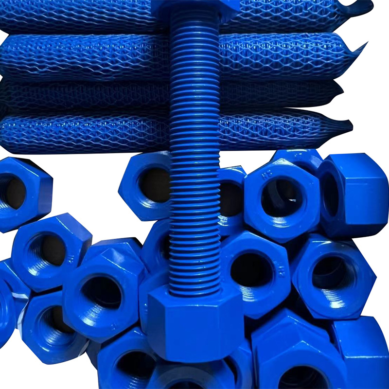 Teflon Blue Stud Bolts Kelautan Anti Korosi Khusus Penggunaan