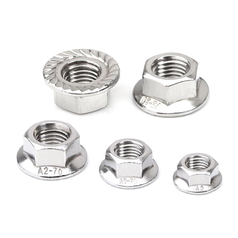 Mur Flange Hex Polos 304 Baja Tahan Karat Mur Anti Selip Mur Flange Hex Polos 304 Baja Tahan Karat Mur Anti Selip